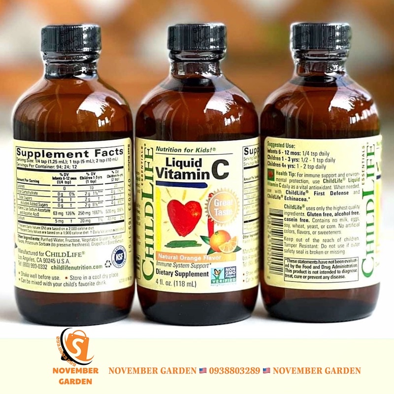 Siro cam Childlife Liquid Vitamin C 118ml cho trẻ em