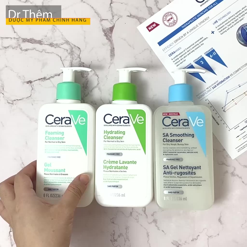 Sữa Rửa Mặt CeraVe SA Smoothing, Hydrating, Foaming Cleanser - Cho Da Dầu Mụn, Khô, Nhạy Cảm 88ml – 236ml – 473ml | BigBuy360 - bigbuy360.vn