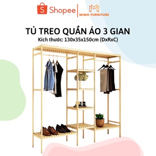 Tủ Quần Áo Gỗ, Kệ Đựng Đồ Đa Năng BelleVie Lắp Ráp Đơn Giản KT 151cm x 35cm x 130cm