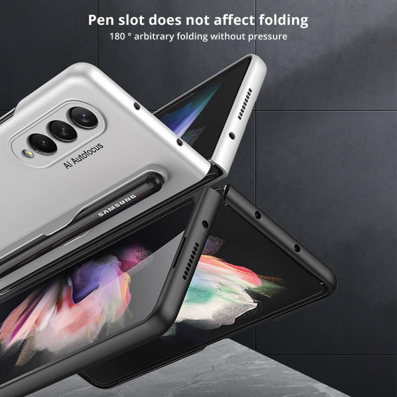 Ốp điện thoại HDOORLINK W22 nhựa siêu mỏng có ngăn giữ bút thích hợp cho Samsung Galaxy Z Fold 3