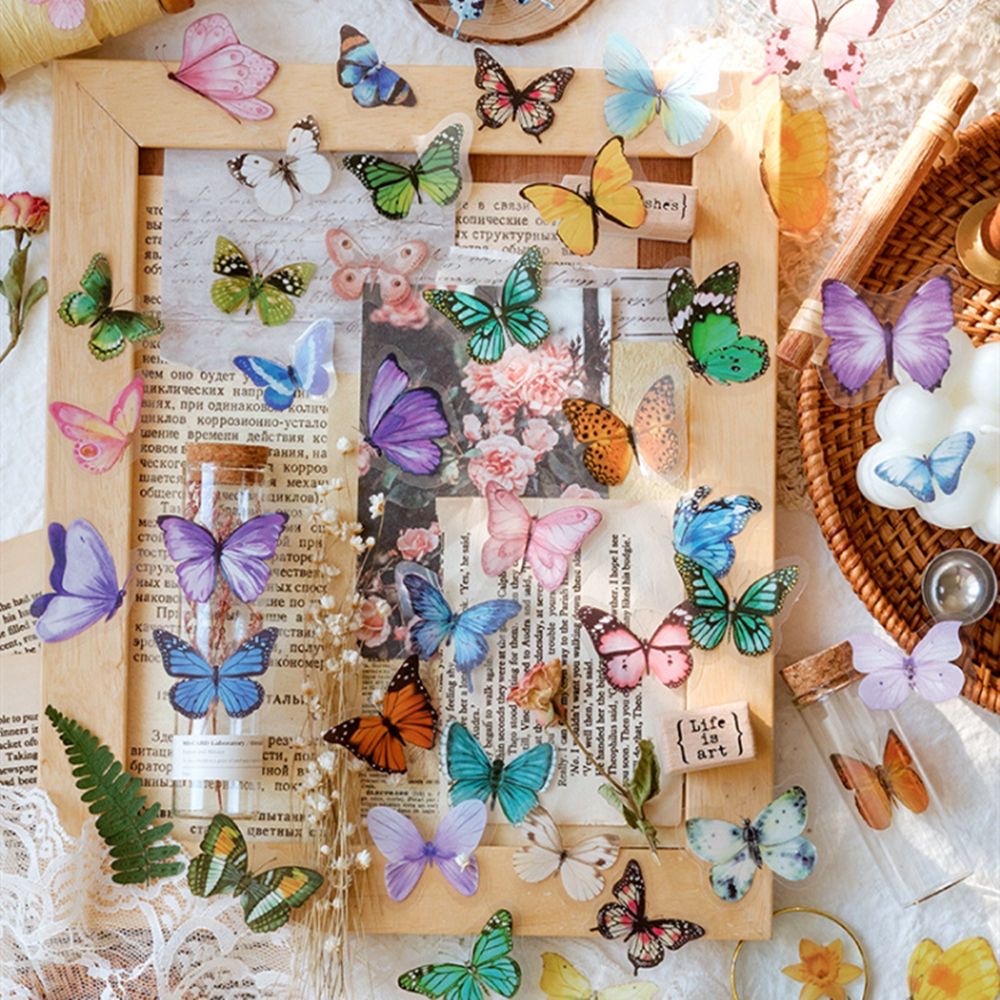 Set 40 miếng dán trang trí hình bướm kiểu vintage