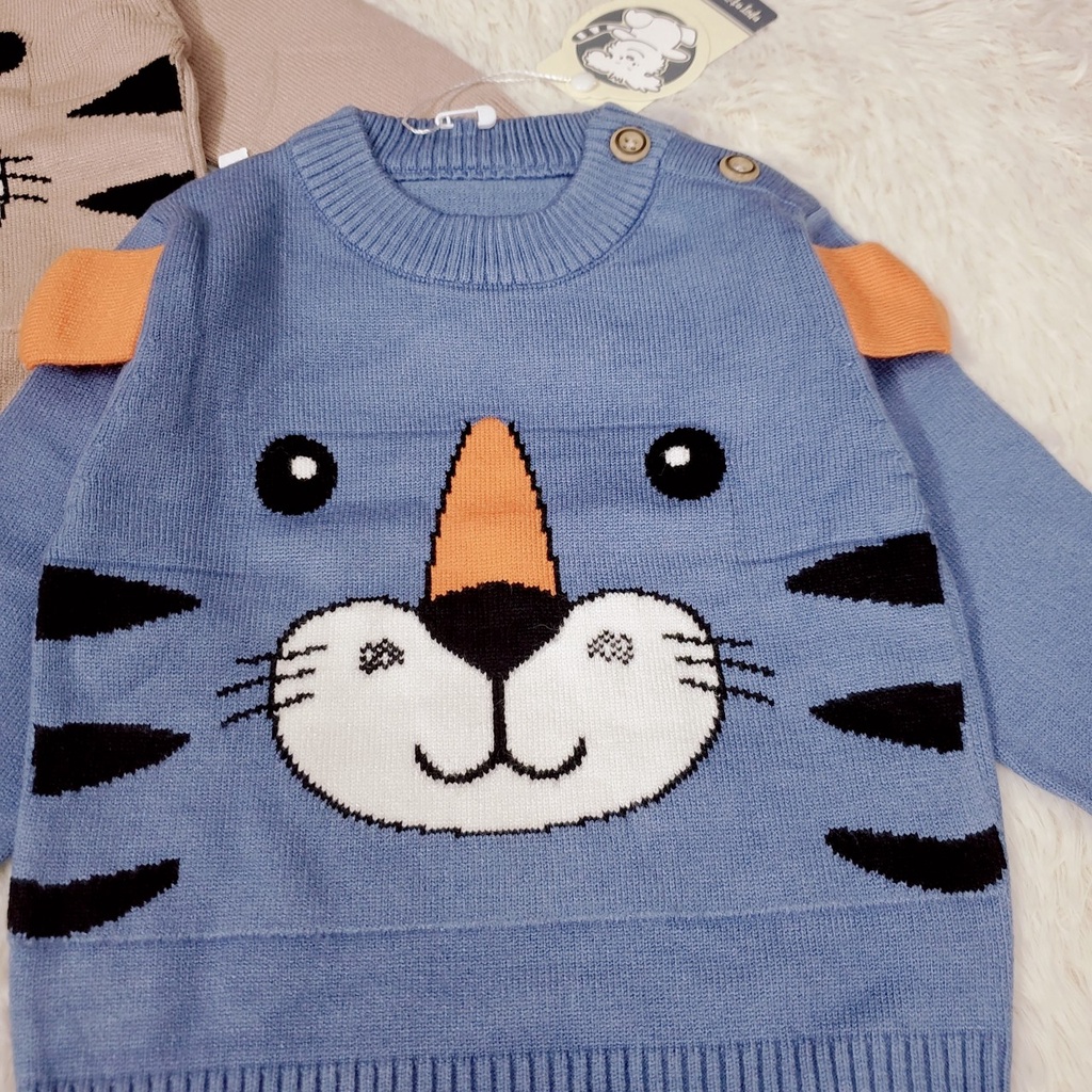 118 Áo len dài tay cài vai hình hổ hàng quảng châu loại đẹp cho bé (7-12kg)