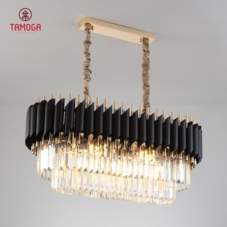 Đèn chùm pha lê cao cấp, đèn treo trần dch 0909 đen dài cỡ d800x300x300