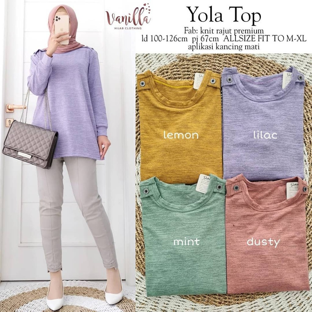 Áo dệt kim cao cấp Yola Top đạo Hồi cho nữ giới Vanilla Hijab Solo