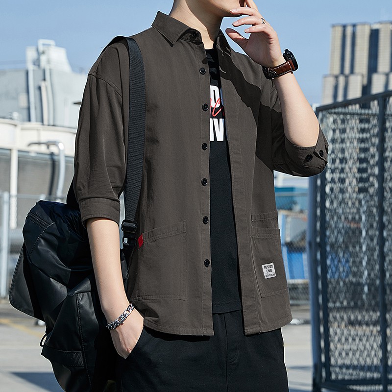 Áo sơ mi nam kaki TFUN mã TT71.0-Q, Áo sơ mi nam tay lỡ chất liệu kaki đẹp mặc mùa thu đông phong cách thể thao đẹp