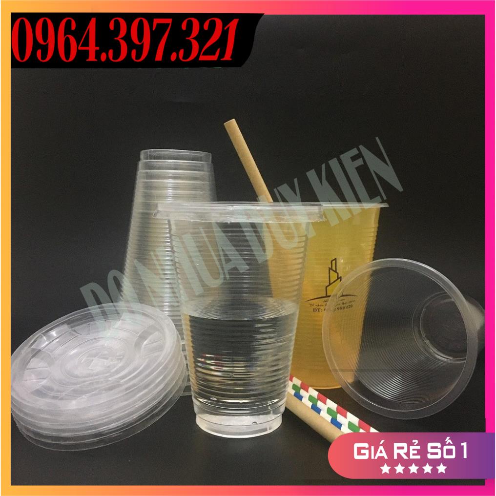 SỈ Cốc nhựa PP mỏng 500ml thiếu (Lốc 50 cái đủ nắp) ALT104 – Ly nhựa 500ml thiếu đựng chè, nước mía, canh…