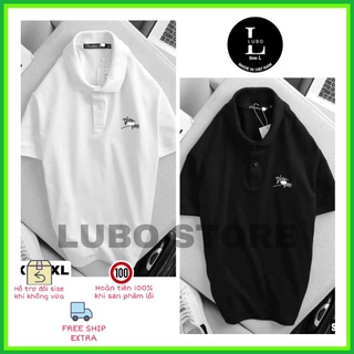 Áo thun nam nữ polo cổ trụ cotton thêu chữ