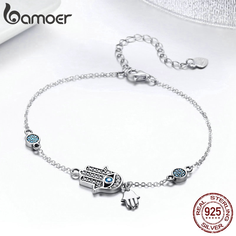 BAMOER Vòng Đeo Tay Xi Bạc 925 HìNh BàN Tay Fatima