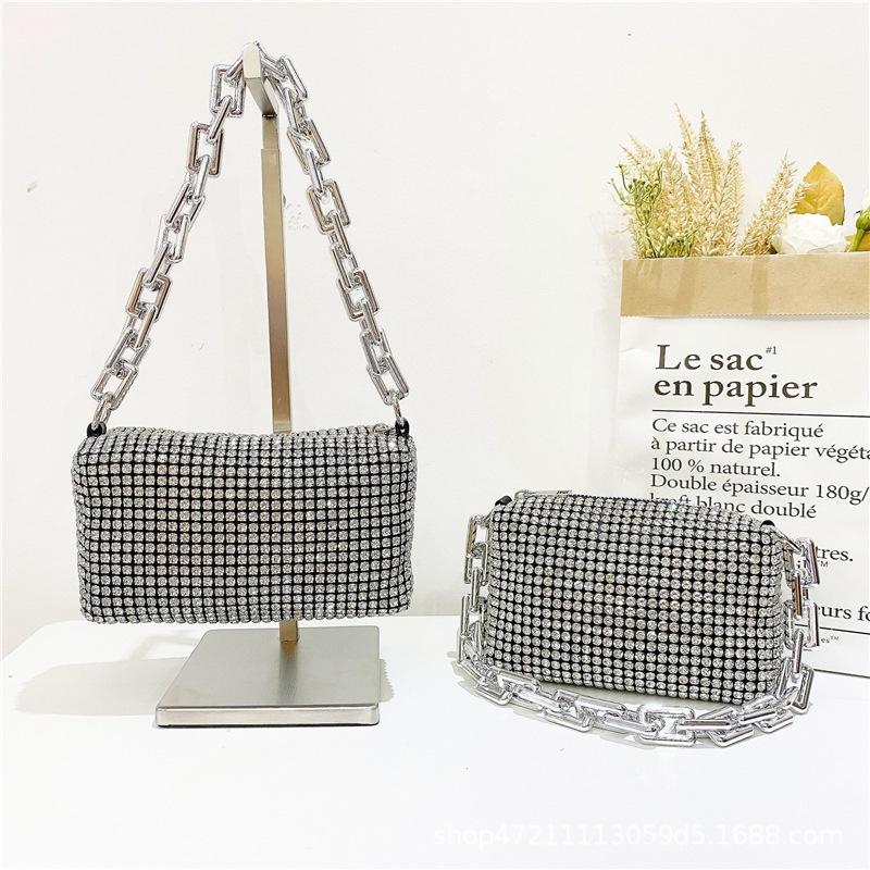 Túi xách nữ rhinestone đính đá size 18 xinh xắn chanh sả