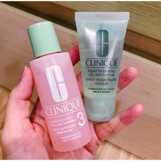 Combo sữa rửa mặt và toner clinique mini