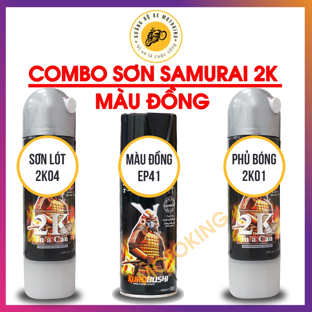 Combo Sơn samurai màu đồng EP41*  loại 2K chuẩn quy trình độ bền 5 năm gồm 2K04 - EP41-2k01