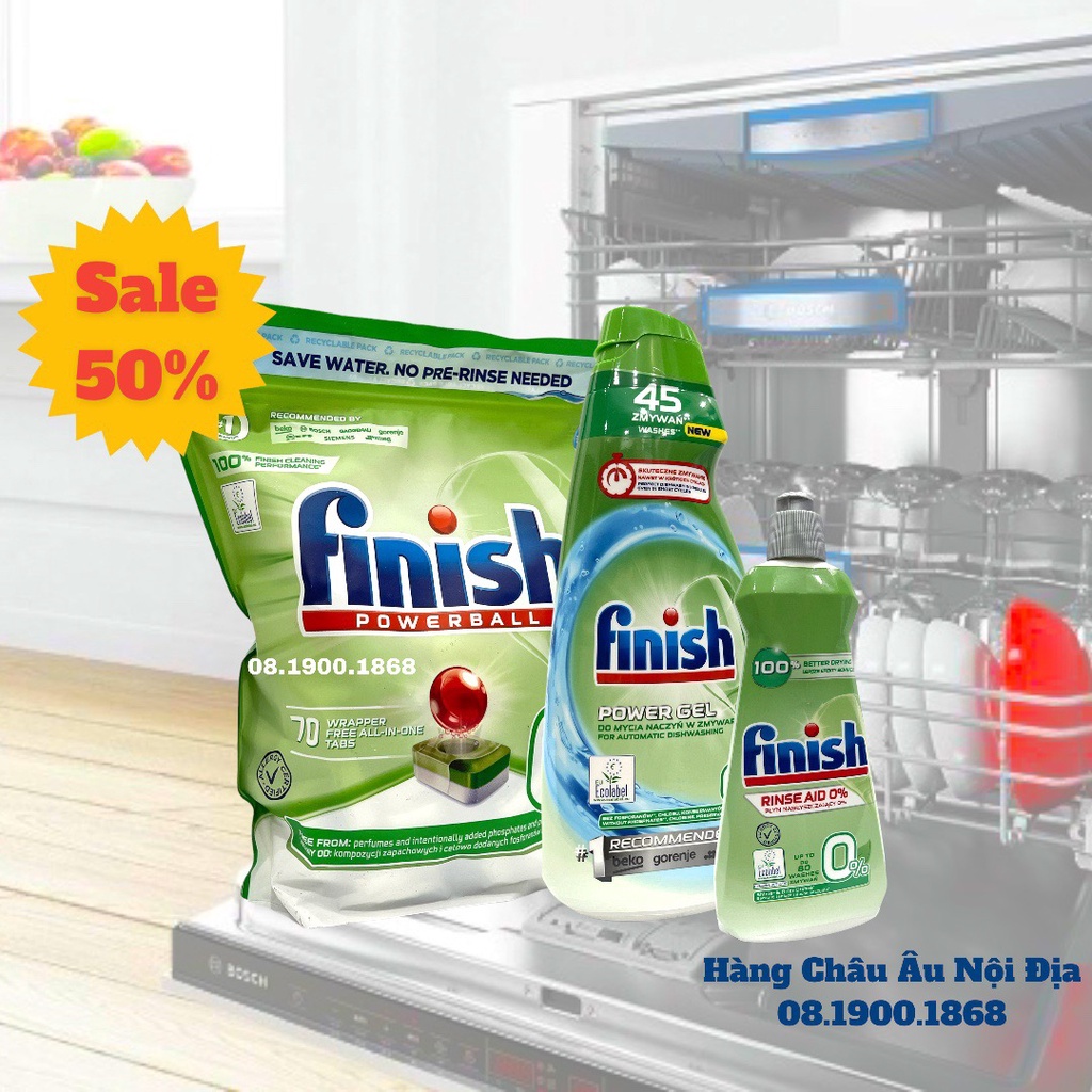 KHÔNG MÙI Bộ viên rửa bát Finish Eco 0% hữu cơ sinh học, an toàn sức khỏe