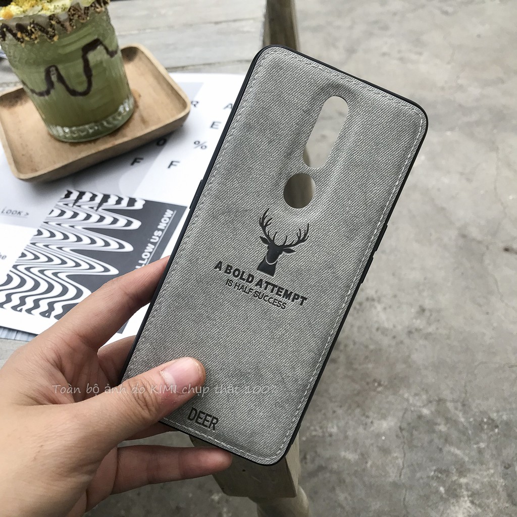 Ốp lưng phủ vải deer xám dành cho Oppo Realme 3 , Realme 3 pro , F11 , F11pro , K3 / Realme X , Reno (Ảnh chụp thật)