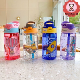 Bình nước chống sặc cho bé mang đi học, bình nước dễ thương có ống hút 480ml Panda Kids 28