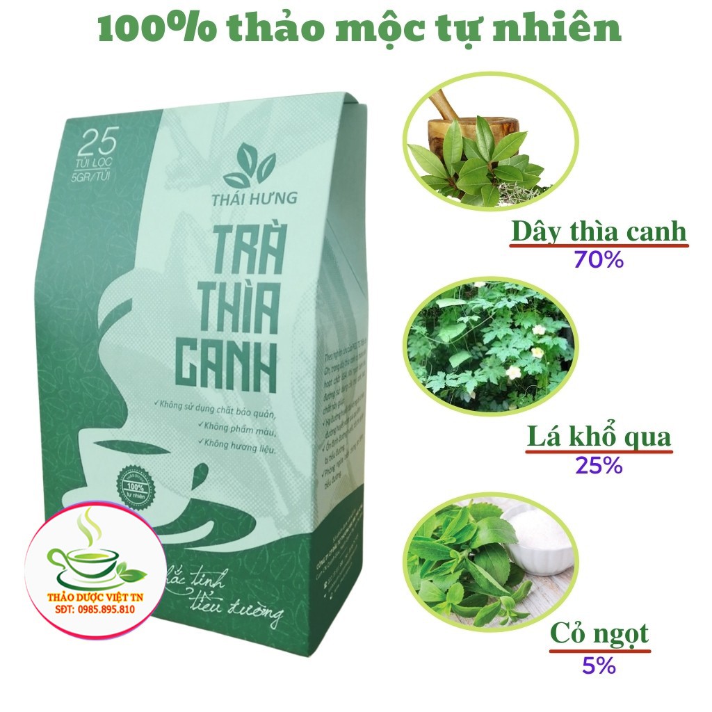 Trà Thìa Canh Thái Hưng Khắc Tinh Tiểu Đường Ổn Định Đường Huyết 25 Túi Lọc 125gr (Sỉ-Lẻ)