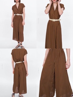 Jumssuit chấm nâu