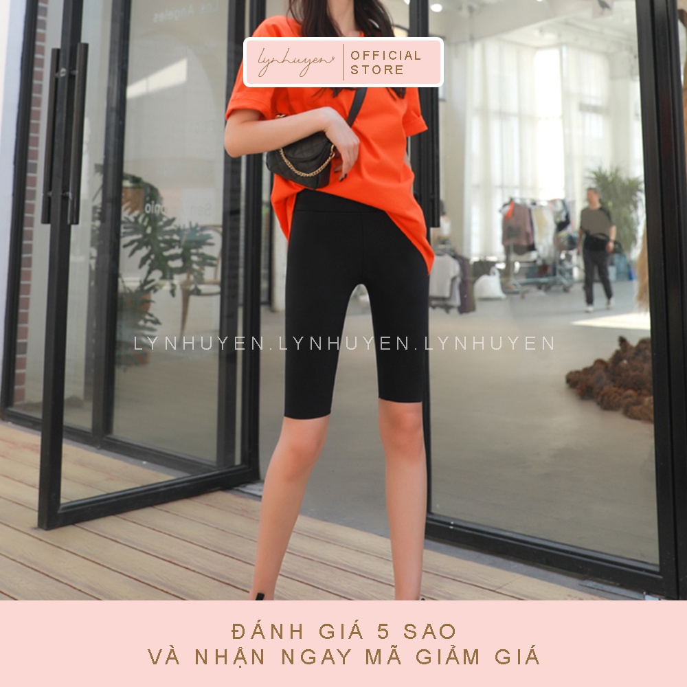 Quần Legging Lửng Đùi Nữ Nâng Mông Cạp Cao Lynhuyen Màu Đen Q007