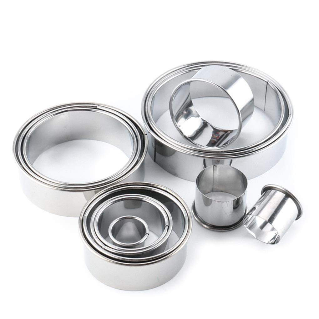 Set 14 Khuôn Làm Bánh Hình Tròn Bằng Thép Không Gỉ Có Thể Tái Sử Dụng