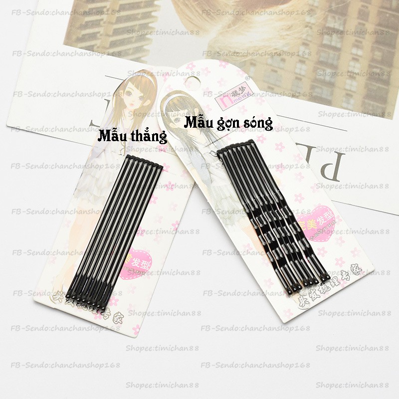 Combo 8 và combo 20 cây kẹp mái đen trơn 5k