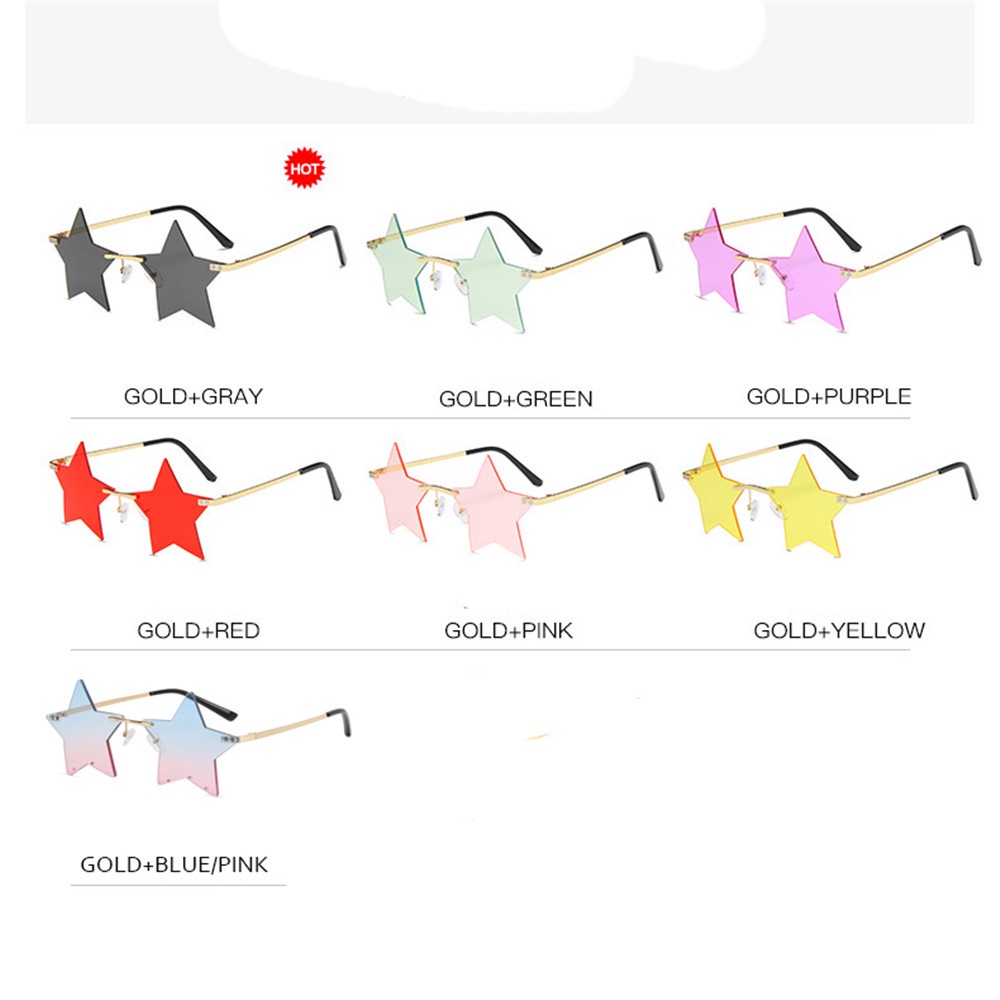 Mắt Kính Không Vành Hình Ngôi Sao Năm Cánh Nhiều Màu Lựa Chọn