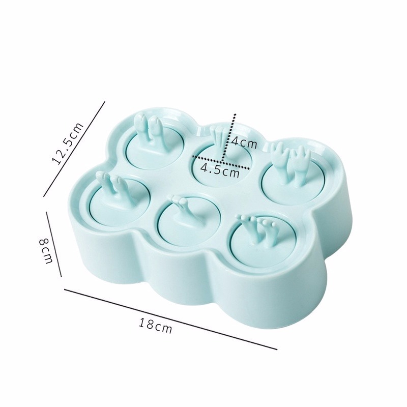 Six Grid Popsicle Box Iced Grid / Creative Cartoon Silicone Ice Cream Mold /Cute Small Animal Ice Mold / Cartoon Animal Style Square Ice Cream Maker Tray