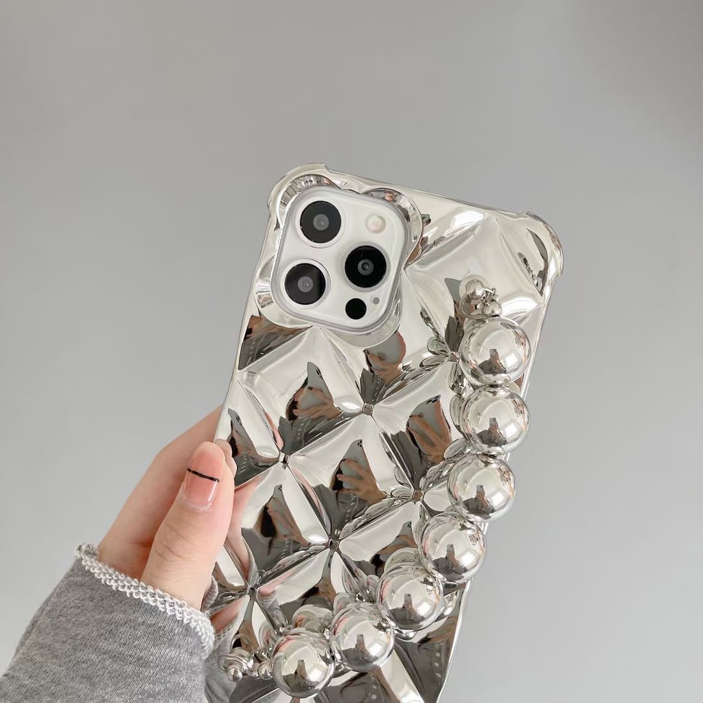 Ốp điện thoại dẻo chống rơi đính hạt mạ bạc nhân tạo thích hợp cho IPHONE 12 PRO MAX 11 PRO MAX XS MAX XR X 7 PLUS