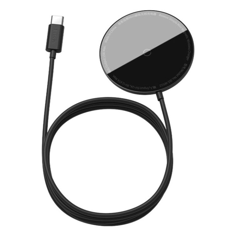 Sạc không dây nam châm Baseus BS-W522 Simple Mini , 15W dây dài 1.5m cho iPhone