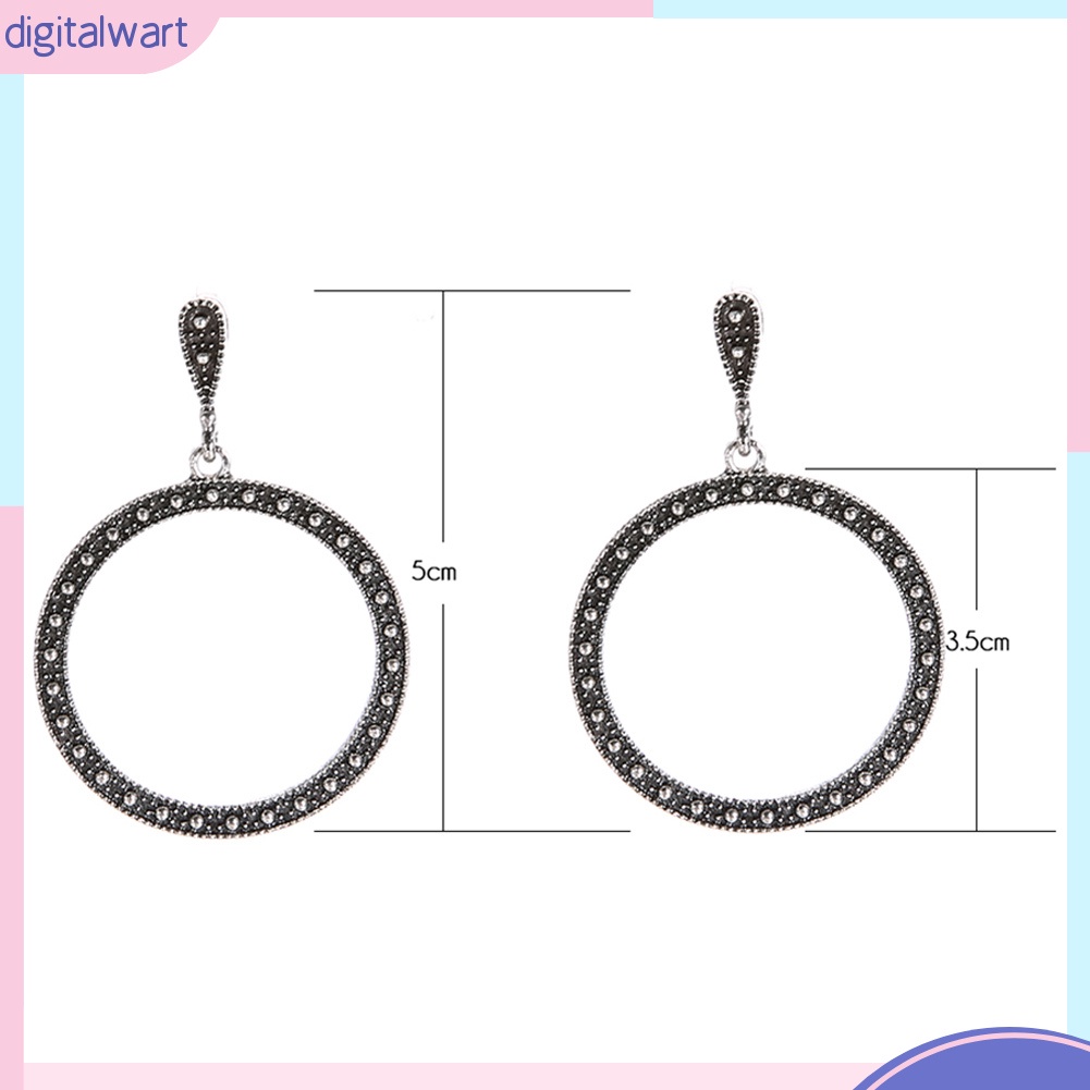 Đôi bông tai vòng tròn đính đá kiểu dáng cổ điển cho nữ