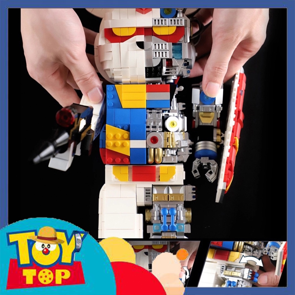 Đồ chơi lắp ráp dạng mô hình bearbrick gấu máy 400% bán x-ray dạng robot gundam xếp hình Wangao 188002