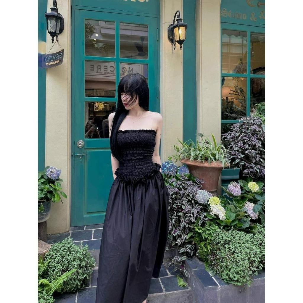 Váy quây ngực bo chun Caliesweet váy cup ngực dáng dài điệu đà sang cảnh