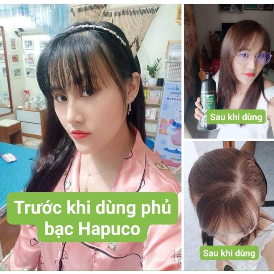 Dầu Gội Phủ Bạc Hapuco – 3 Màu: Nâu, Nâu Đen – Đen, Lên Màu Cực Chuẩn, 100% Thảo Dược An Toàn