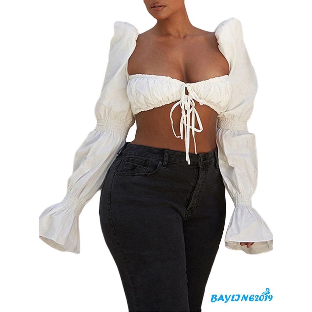 Áo croptop tay dài phong cách thời trang dành cho phái đẹp