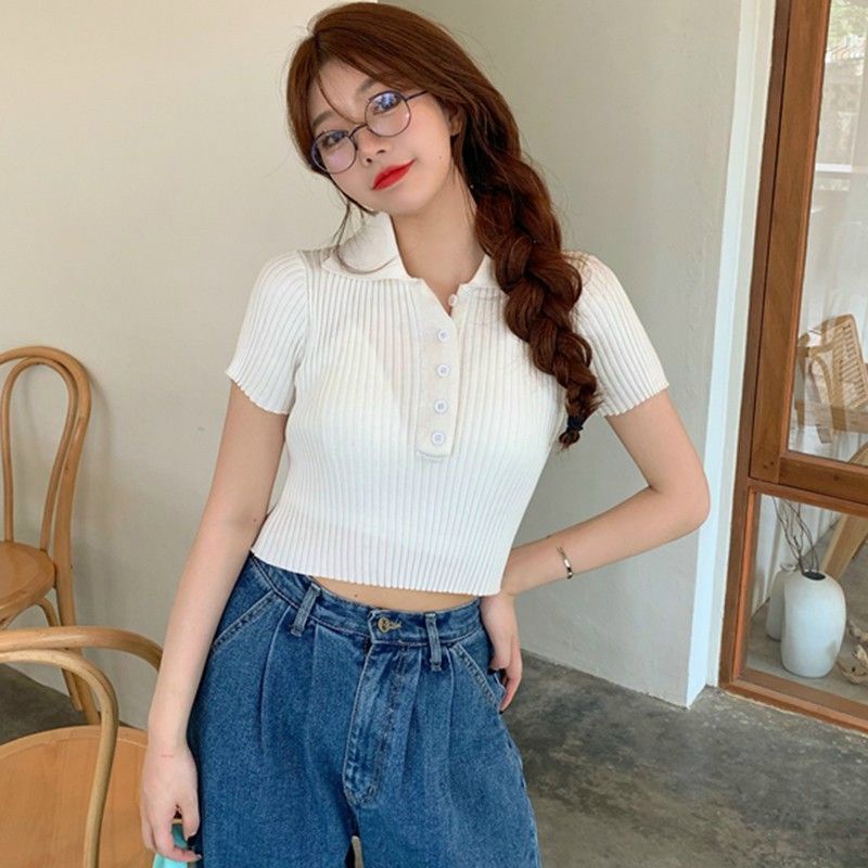 Áo thun cổ trụ - Áo thun cổ bẻ trơn cài nút thun gân A15