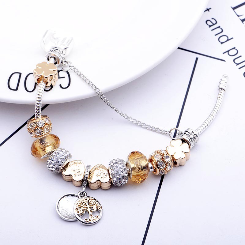 Vòng charm vàng vòng tay nữ phong cách châu Âu