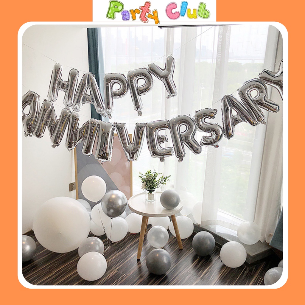 Bóng chữ Happy anniversary - bóng kỷ niệm ngày cưới - trang trí tiệc cưới