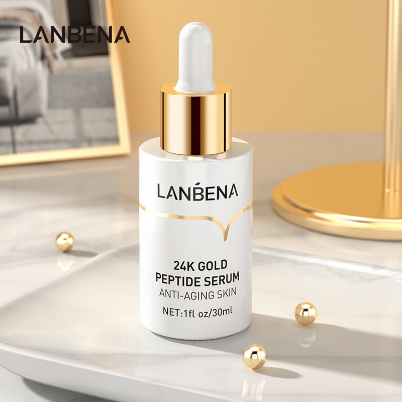 LANBENA 24k Gold Peptide Serum Anti-Aging Moisturizing Whitening Nourishing Skin Care 30ml