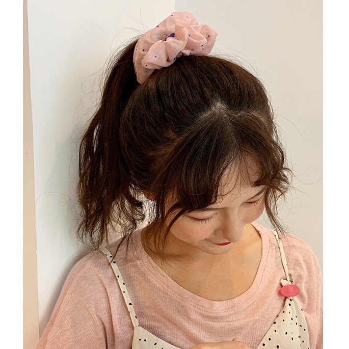 Dây Cột Tóc Scrunchies Vải Voan Hoa Nhí Trẻ Trung