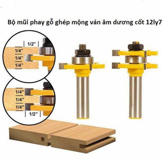 Bộ mũi dao phay gỗ ghép mộng ván âm dương cốt 12ly7
