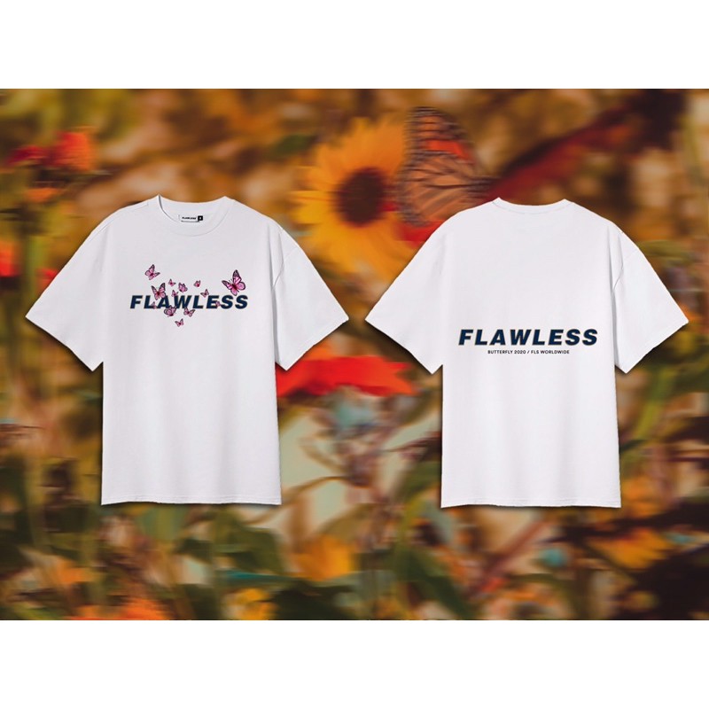 Áo thun nam nữ FLAWLESS - Butterfly Tee - White -Màu trắng Họa tiết bươm bướm