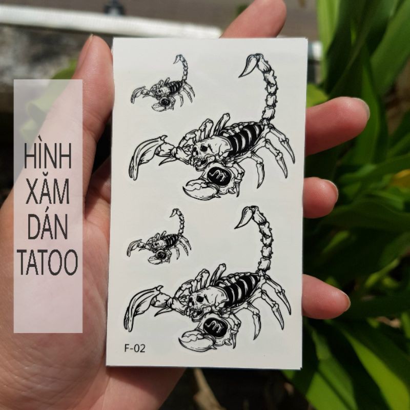 Hình xăm bọ cạp f02. Xăm dán tatoo mini tạm thời, size &lt;10x6cm