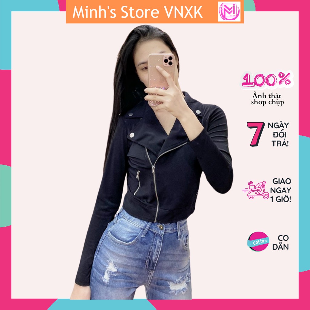 Áo Khoác Kiểu Croptop Vest Tay Dài Dây Kéo