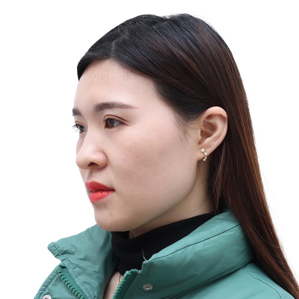 Bông Tai Mạ Bạc 925 Hình Ngôi Sao Xinh Xắn Thời Trang