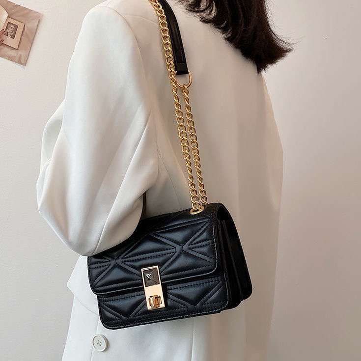 Túi Đeo Vai Màu Trắng Họa Tiết Ca Rô Kim Cương Trắng Cá Tính Cho Nữ