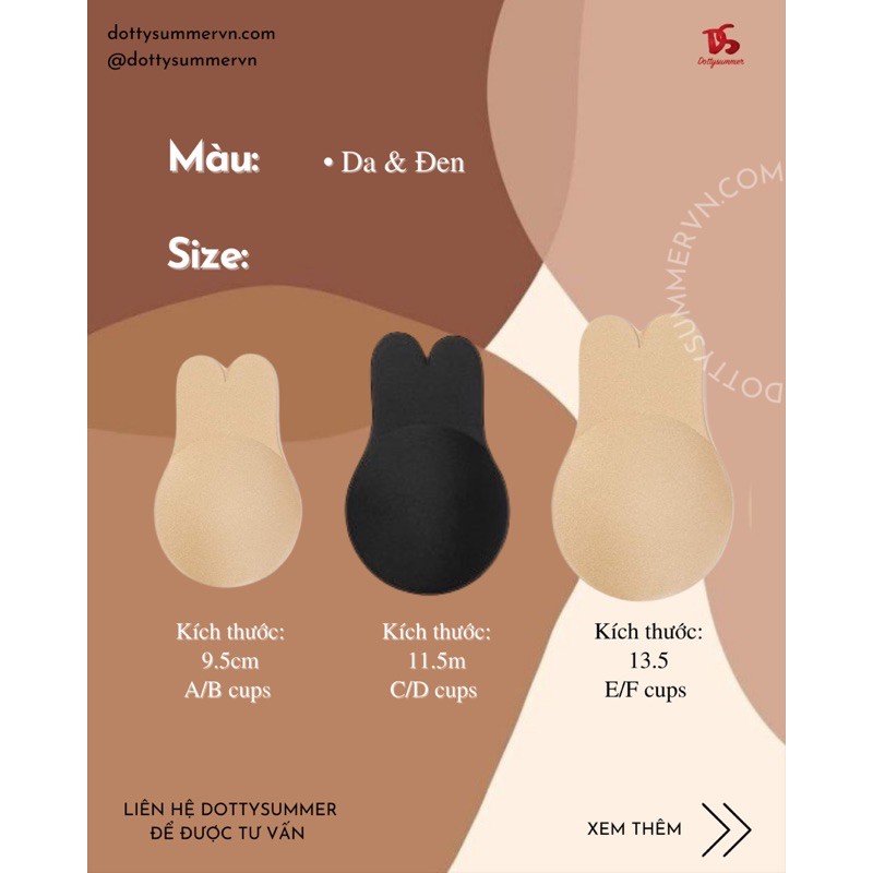 Cặp Miếng Dán Nhũ & Định Hình Nâng Giữ Ngực Đứng 2IN1 Tai Thỏ Silicone Vải Tái Sử Dụng Dính Tốt