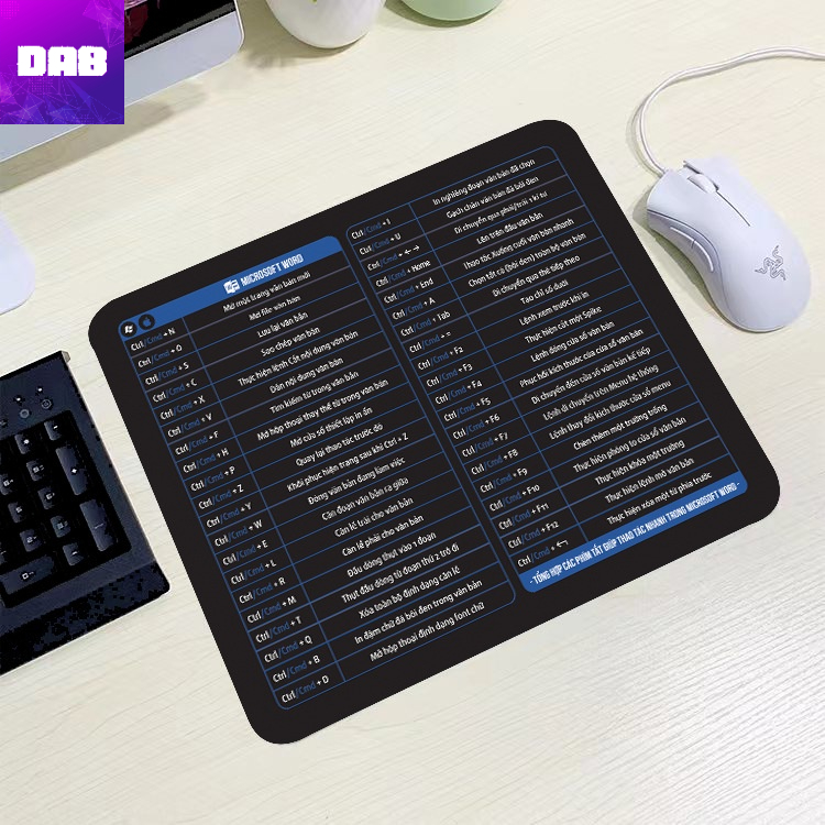 Lót Chuột Phím Tắt Công Thức Văn Phòng Thiết Kế DÙNG CHO 2 HỆ ĐIỀU HÀNH WINDOWS VÀ MACOS