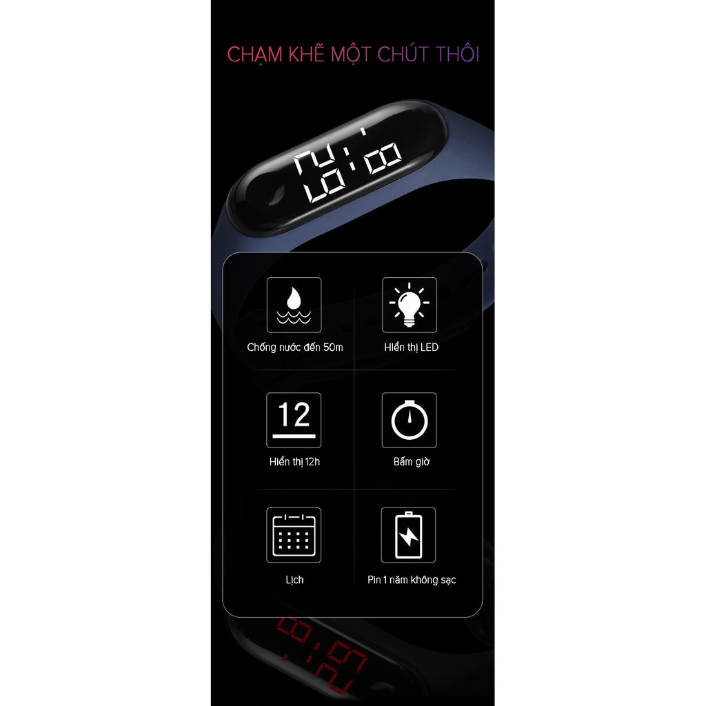 [Mã SRBACK010912 hoàn 20K xu đơn 50K] Đồng hồ thông minh Chống Nước Cảm Ứng màng hình LED có thể đeo khi đi bơi