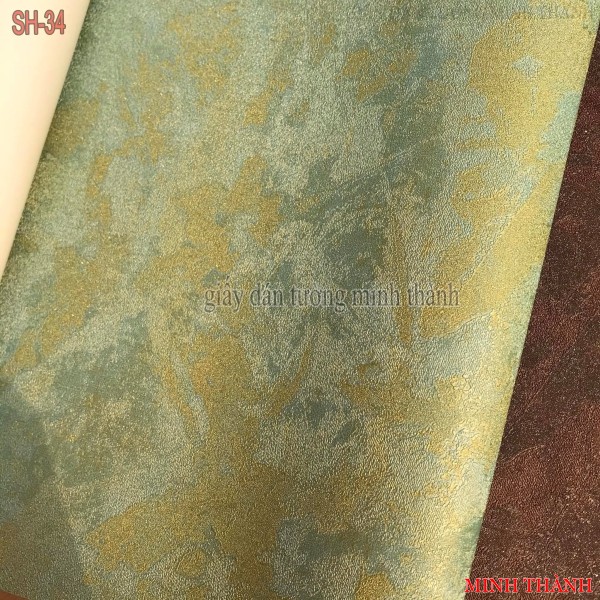 giấy dán tường mầu xanh vân loang,có kim tuyến ,giấy lụa không keo ,khổ 53cm,dán phòng khách ,phòng ngủ