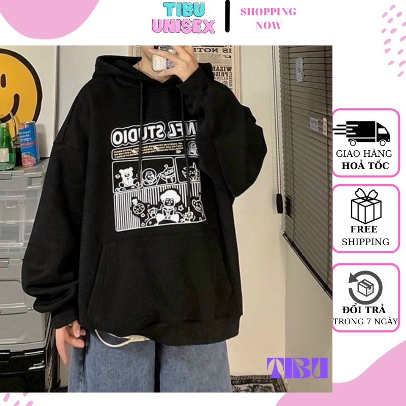 Áo Hoodie hoạ tiết Nam Nữ Chất Nỉ Bông Dày Dặn Form Rộng Unisex- Áo Nỉ Nam Nữ Ulzzang Hoạ Tiết