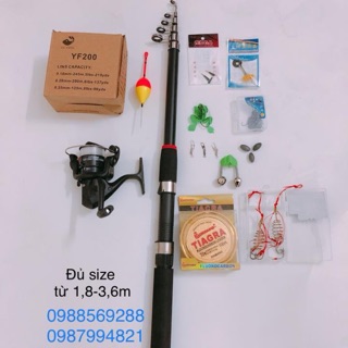 Bộ cần rút shimano kèm máy câu Yf200 giá rẻ