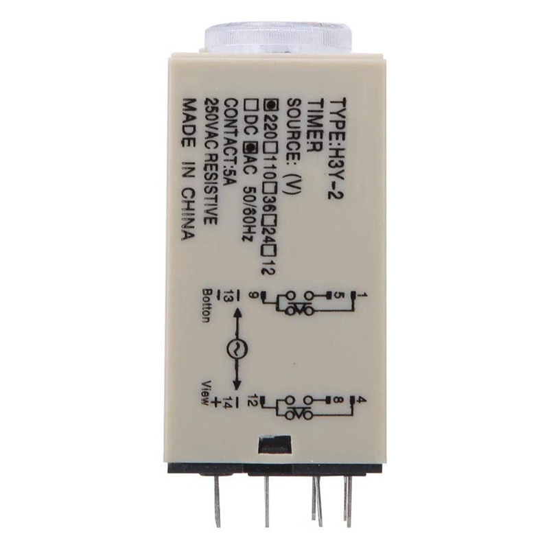 Rơ le thời gian hẹn giờ trễ 10S H3Y-2 AC 220V 8 PIN Điều chỉnh núm điều khiển thời gian Rơ le cho hệ thống điện gia đình